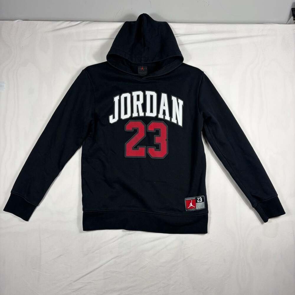 Jordan 23 Pullover Hoodie Black Red White Youth Size L 12-13Y